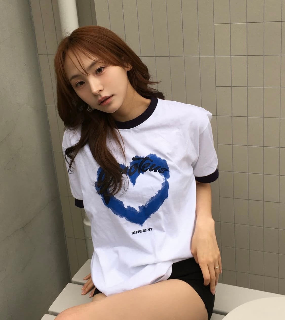 藍調愛心撞色Tee|aby602